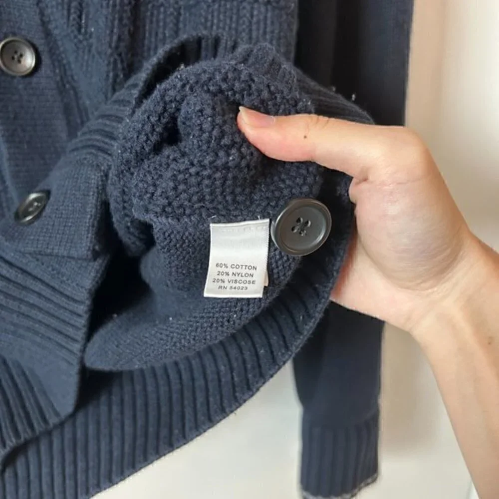 Banana Republic Men's Heavy Knit Button Down Cardigan Sweater Navy Blue Size S